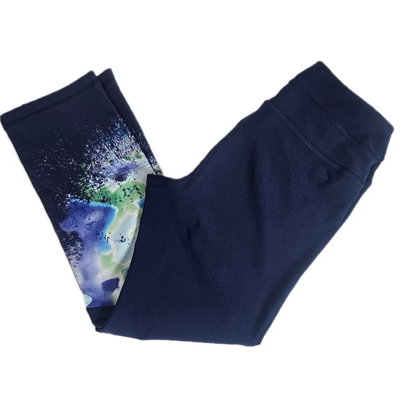 RBX Leggings Womens Small Blue Navy Abstract Print Yoga Pants Activewear Gym - Picture 2 of 7